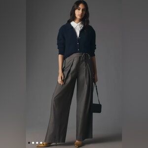 Anthropologie NWT Pinstripe Wide-Leg Pants, Charcoal Grey, Size Medium